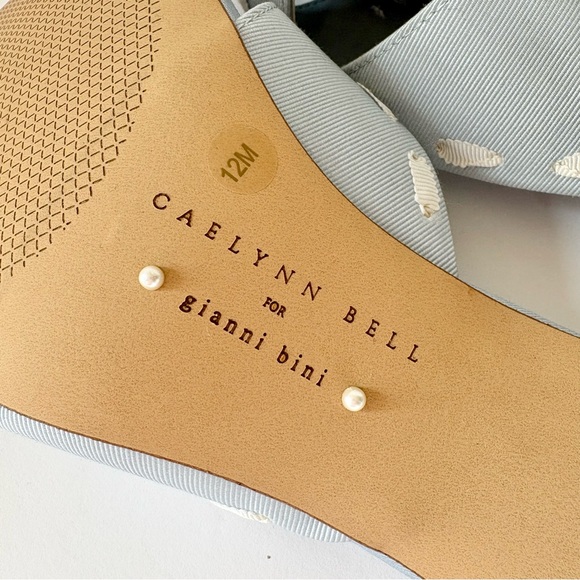 Caelynn Bell x Gianni Bini Meredith White Ribbon Detail Lake Blue Mules Shoes - Picture 9 of 9